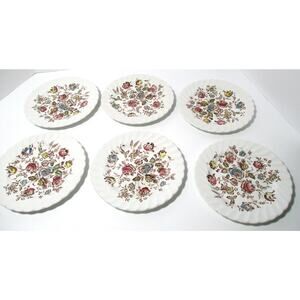 Vintage Johnson Bros. Staffordshire Bouquet 6" Dessert Plates Ironstone Set Of 6